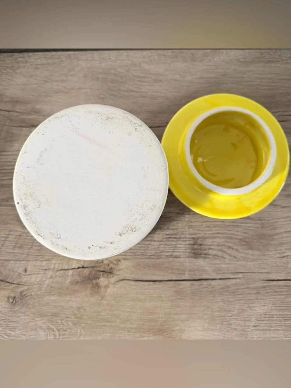 Vintage Holiday Designs Yellow Flowers CeramicGlazed Canister Yellow Lid Retro