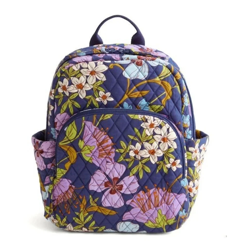 Vera Bradley Floral Coffee Garden Essential Compact Backpack NWT