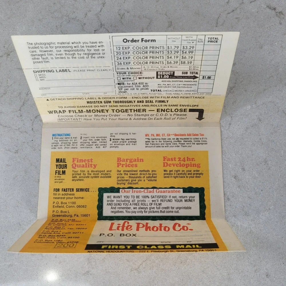 Kodak new envelopes