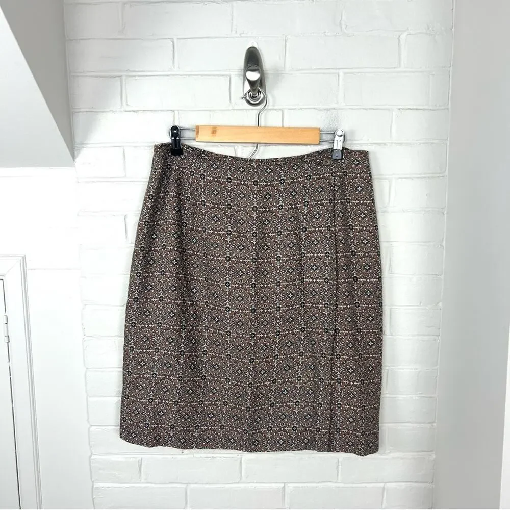 Vintage Hunt Club Brown Patterned Wrap Skirt Size 16
