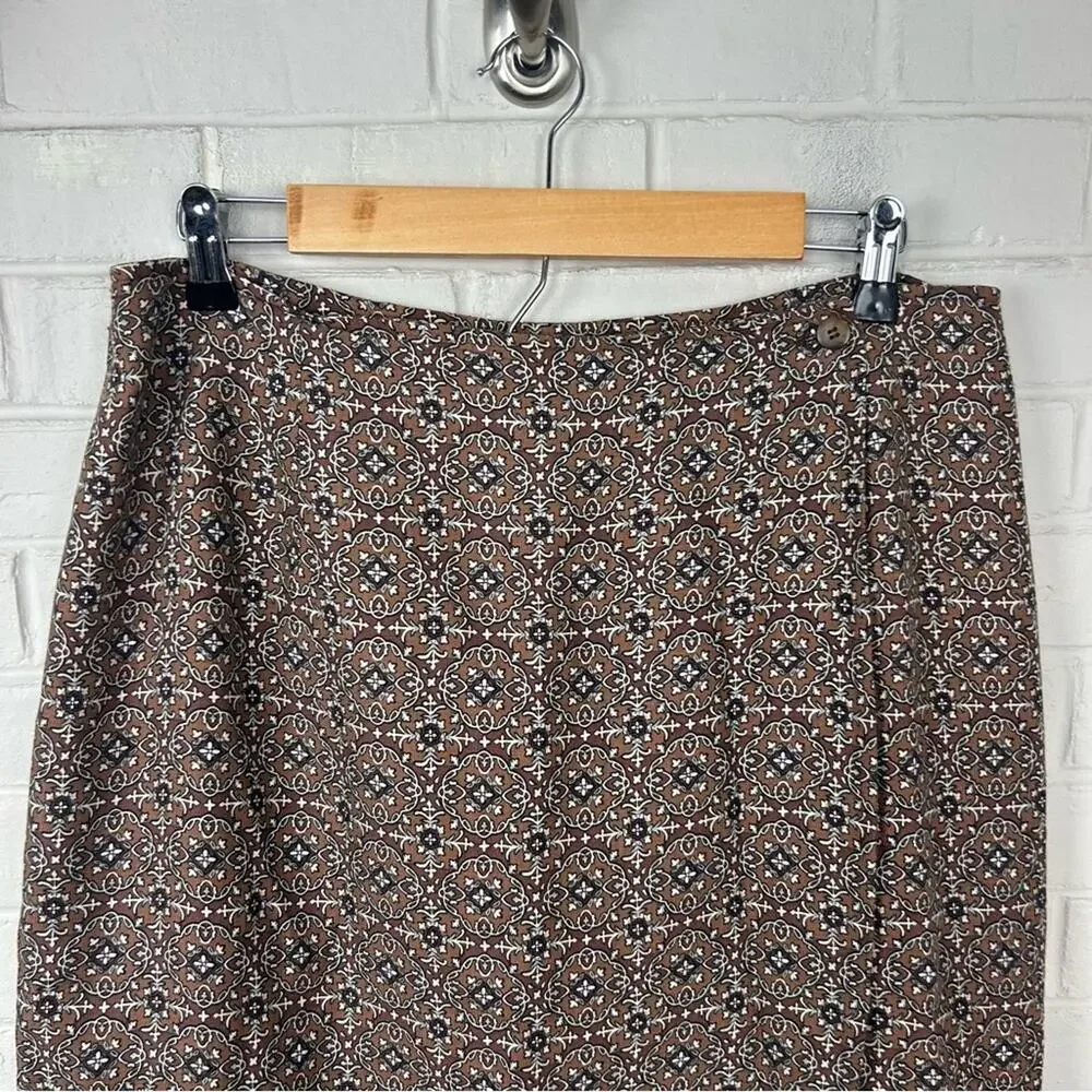 Vintage Hunt Club Brown Patterned Wrap Skirt Size 16