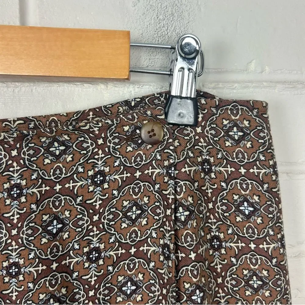 Vintage Hunt Club Brown Patterned Wrap Skirt Size 16
