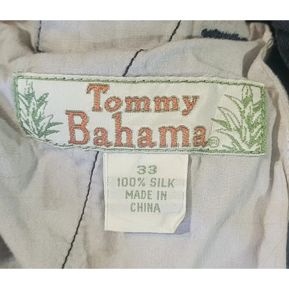 Tommy Bahama‎ Relax Shorts Mens 33 Black Chino 100% Silk Pleated Summer Casual