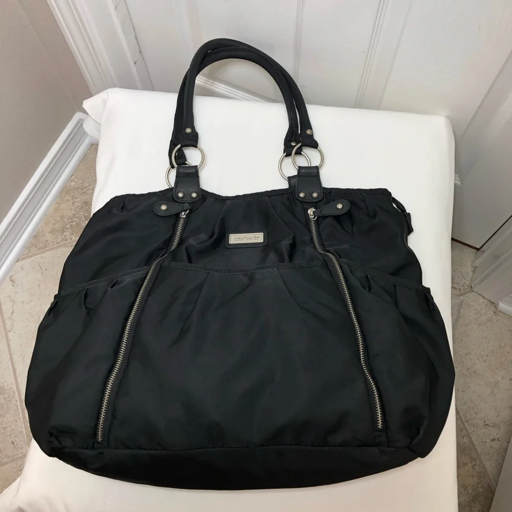 Carter's Nylon Black Multi Pocket Large Size Shoulder Diaper Bag & Changing Pad