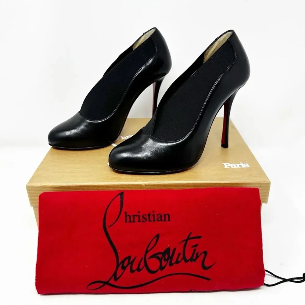 Christian Louboutin Toot Couverte Black Leather Ankle Boots Womens Size EU 36.5