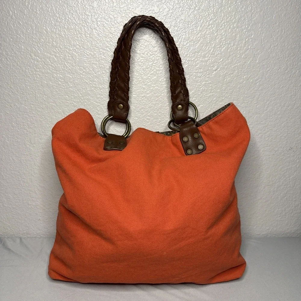 Vintage Levis Hobo Shoulder Bag Canvas Purse Tote Leather‎ Braided Straps
