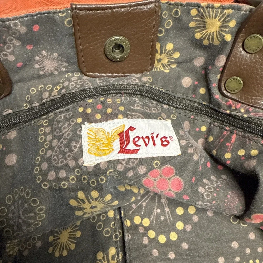 Vintage Levis Hobo Shoulder Bag Canvas Purse Tote Leather‎ Braided Straps