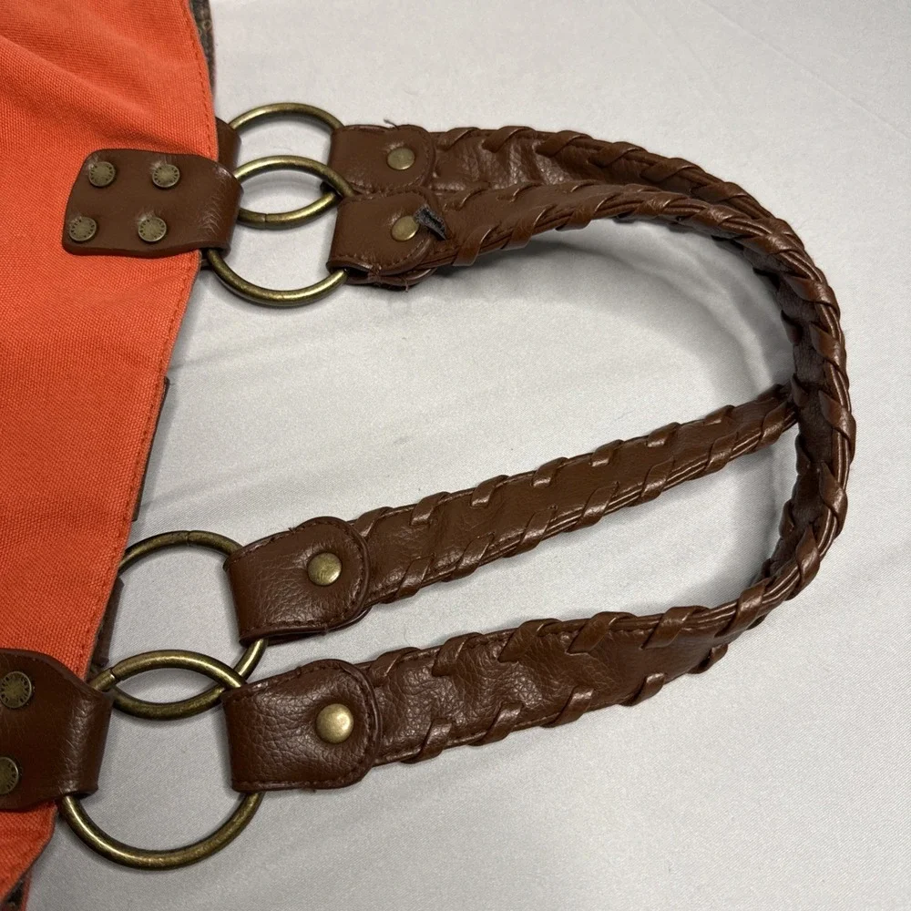 Vintage Levis Hobo Shoulder Bag Canvas Purse Tote Leather‎ Braided Straps