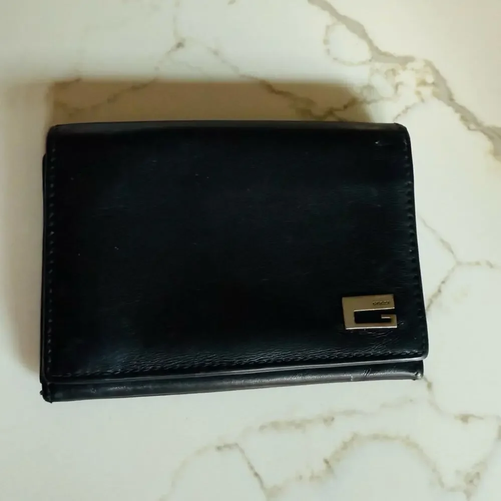 Gucci Black Leather G Multi Pocket‎ Card Holder