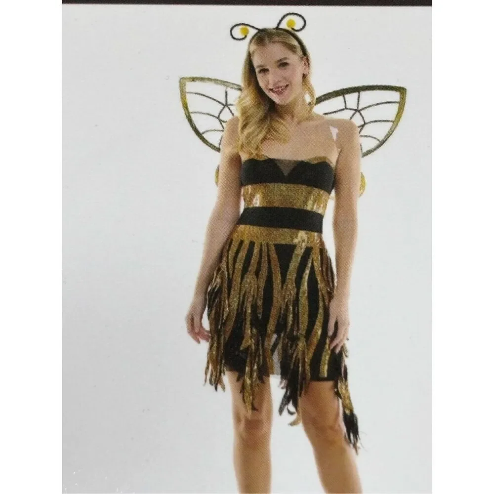 Sequence Queen Bee Dress Costume Dance Theater Cosplay Halloween Adult Size