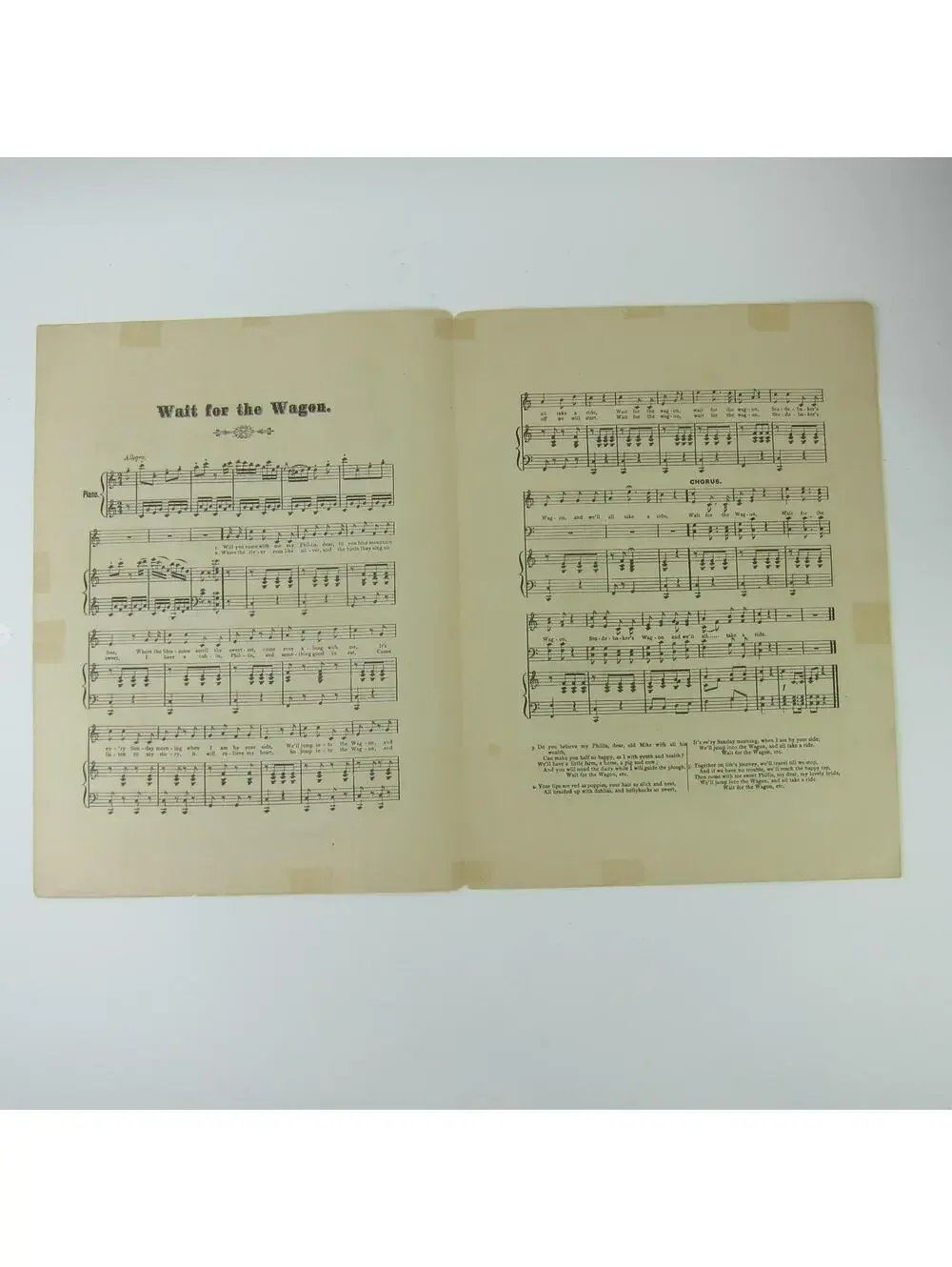 Sheet Music Wait For The Wagon Automotive Studebaker Bros Indiana Antique 1884