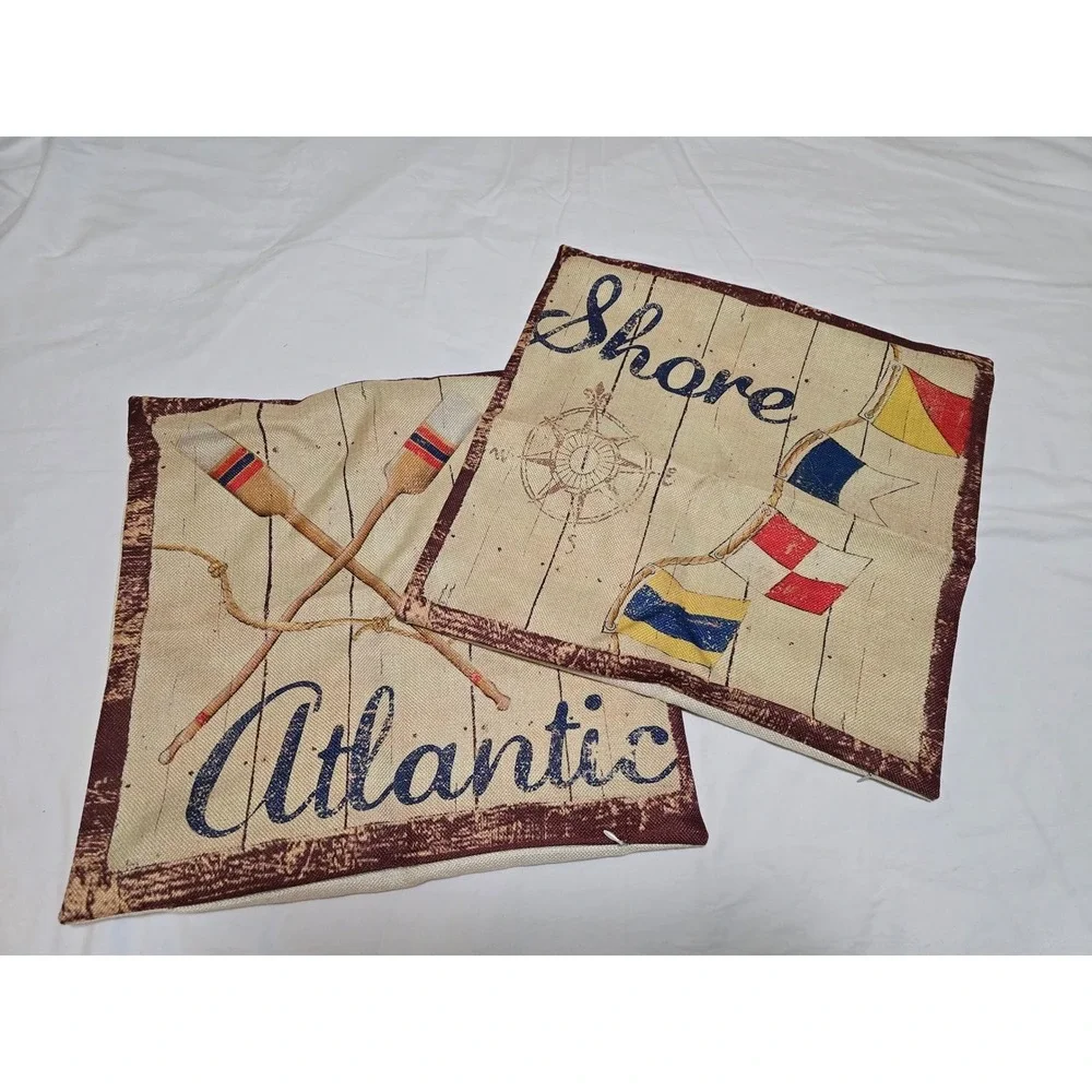 Nautical Coastal Pillow Covers Set of 2 
