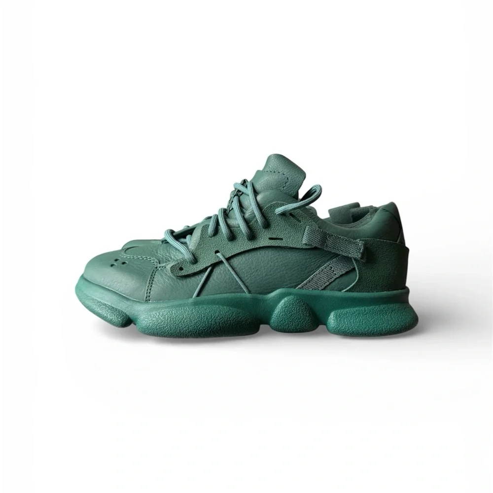 Camper Karst Green Teal Leather Sneakers Chunky Organic Sole Deadstock NWOT