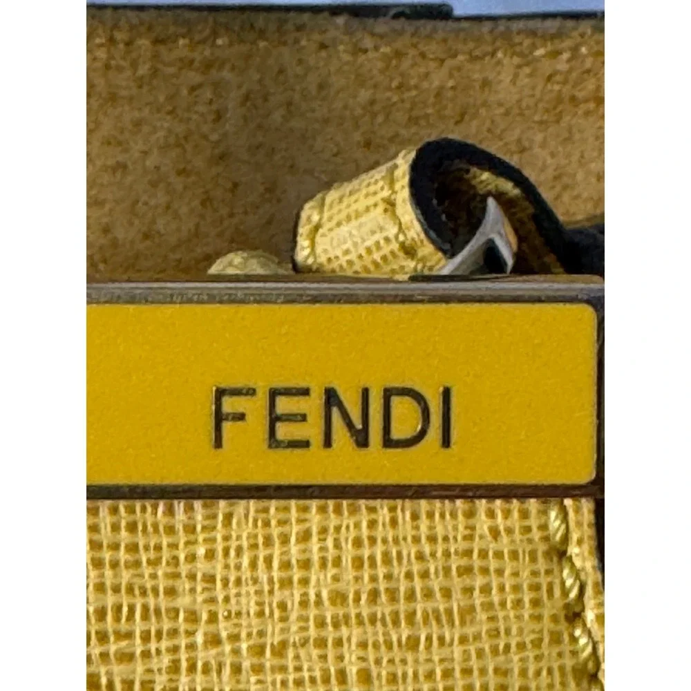 Fendi 2Jours Yellow Textured Leather Large Satchel Gold Hardware with Twilly#834