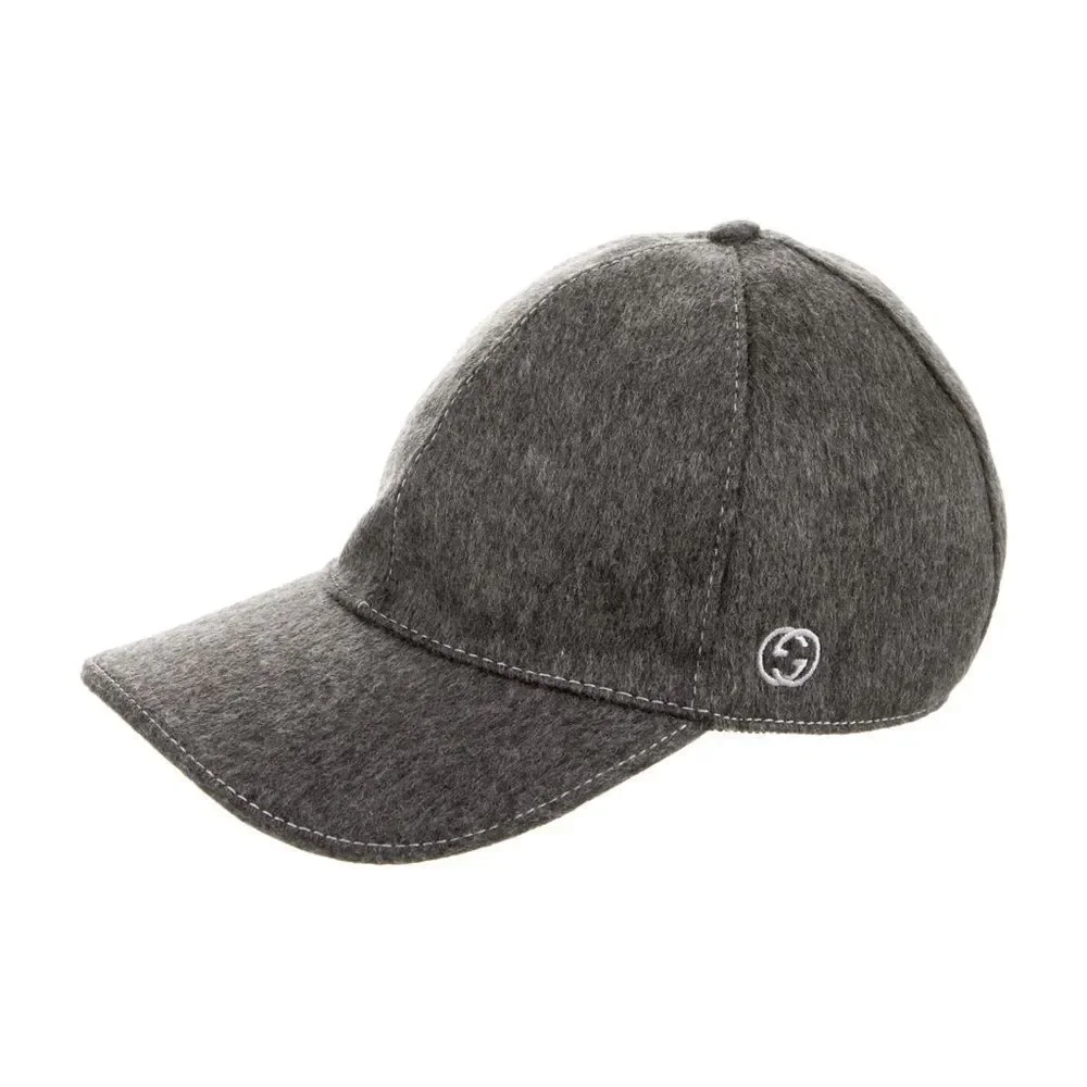 Gucci Web Gray Wool Baseball Hat Cap Rare XL