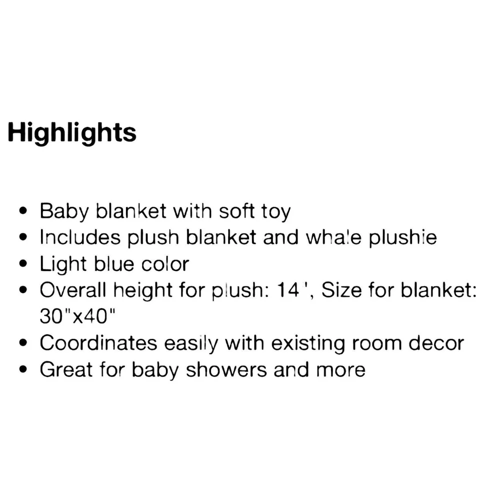Cloud Island Baby Blanket With Large Soft Whale Plush Toy Blue Nursery Baby Gift
