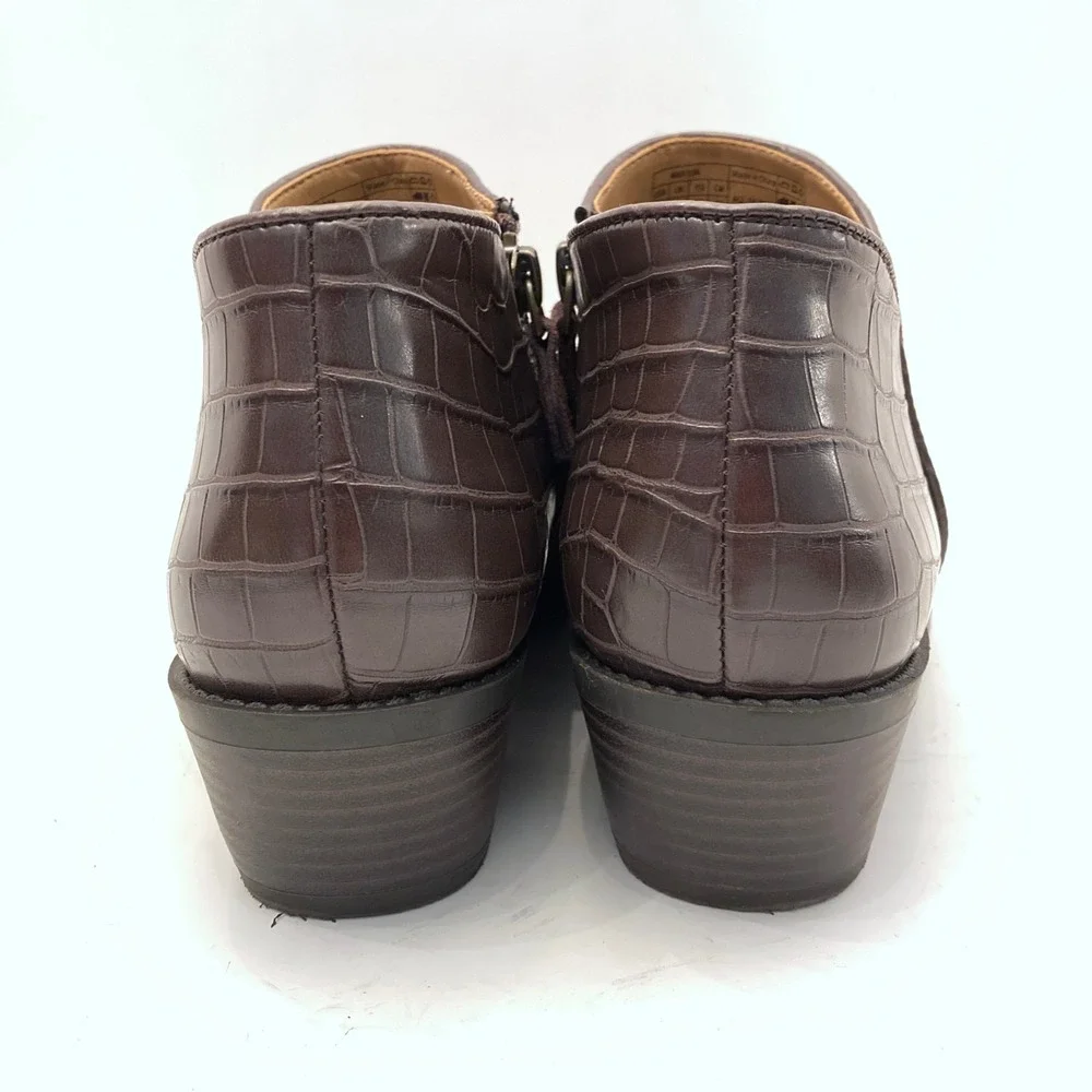 Vionic Boots Womens‎ 7 Marissa Ankle Bootie Purple Suede Leather Croc Side Zip