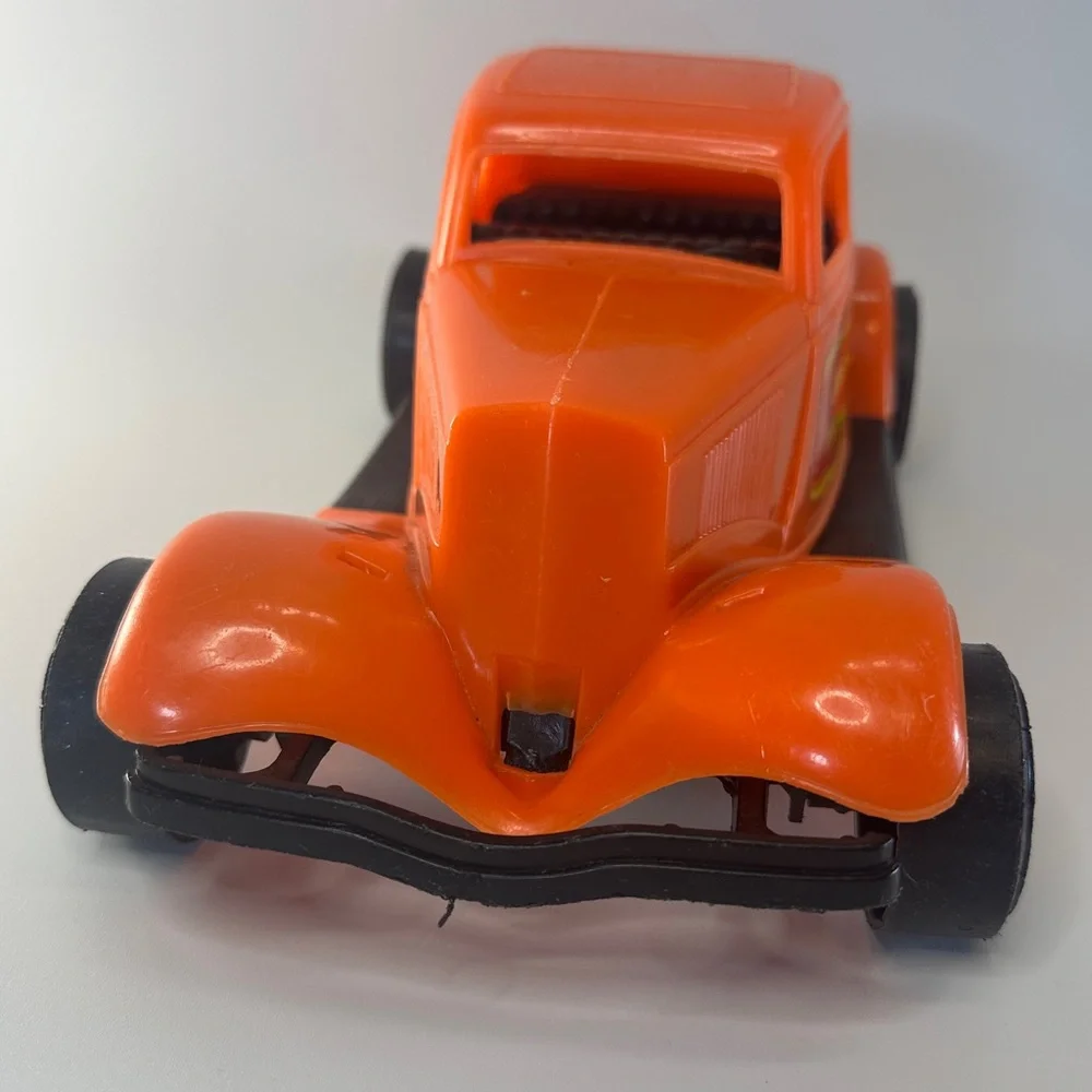 VTG 1934 Ford Victoria Durant Plastics Orange Red Toy Model Car Hot Rod Made USA