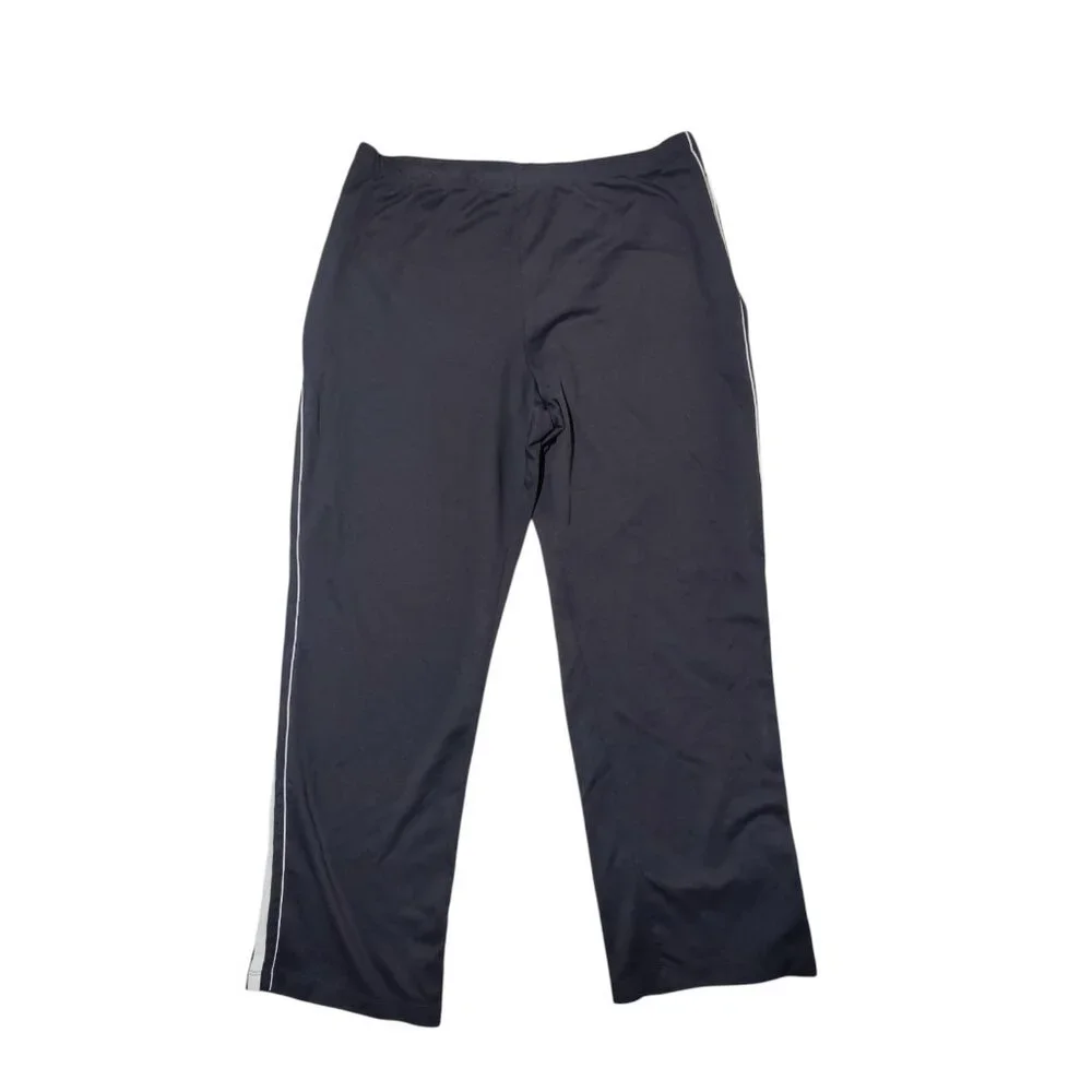 Lands' End Black White Straight Leg High Rise Pull On Jogger Pants W Stripes L
