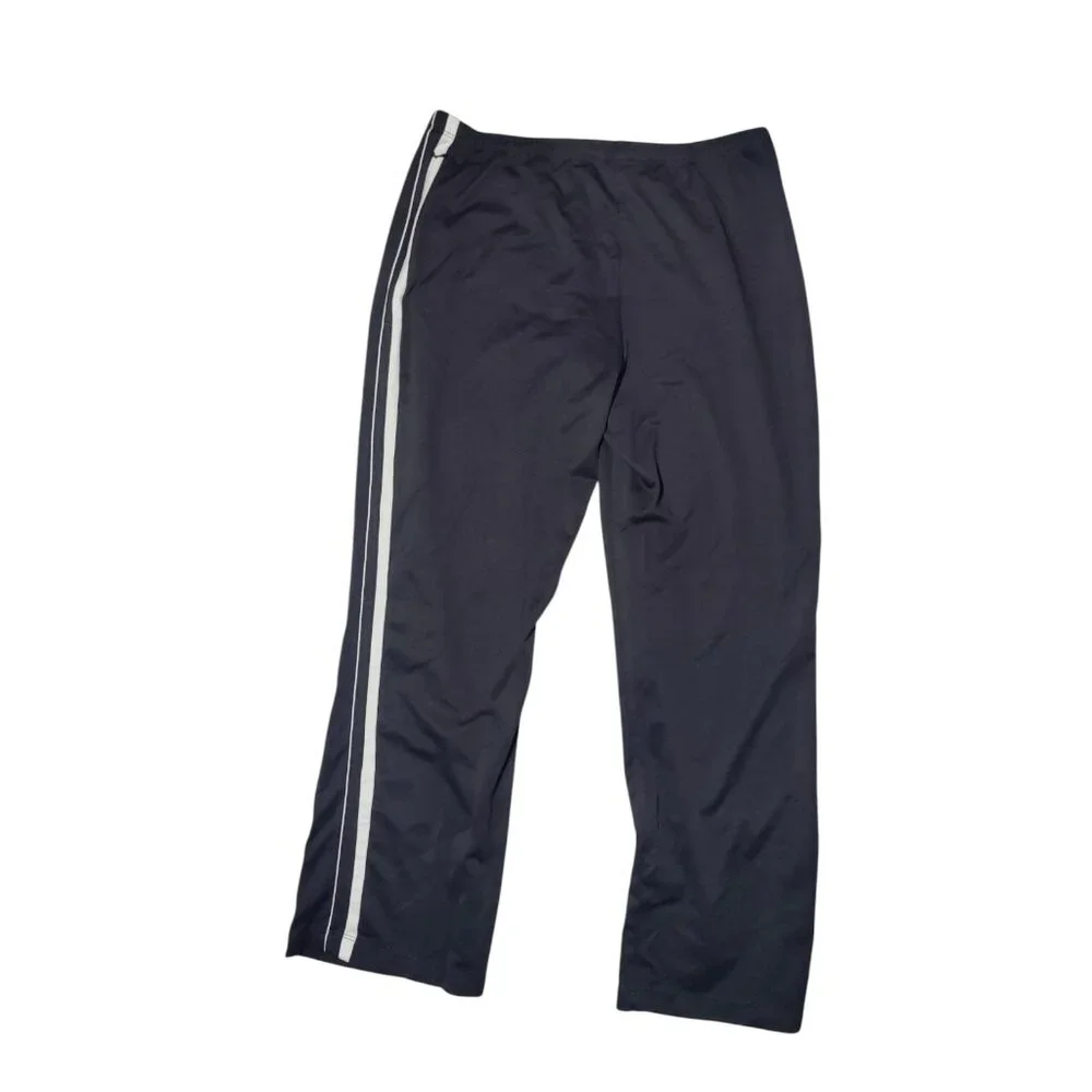 Lands' End Black White Straight Leg High Rise Pull On Jogger Pants W Stripes L