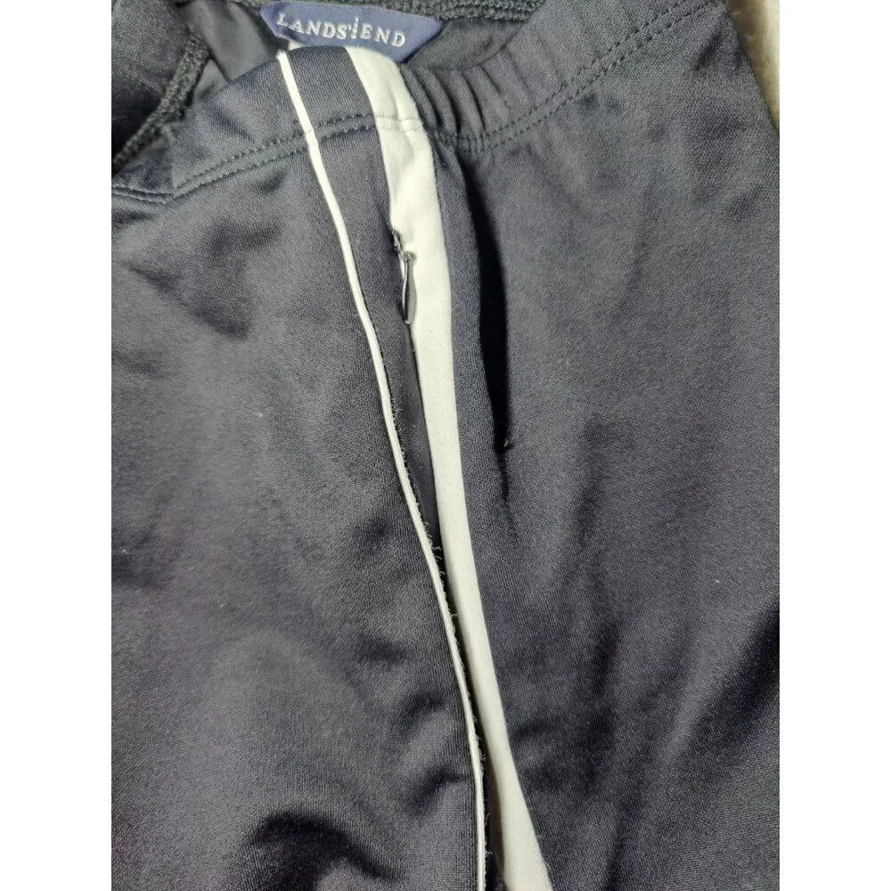 Lands' End Black White Straight Leg High Rise Pull On Jogger Pants W Stripes L