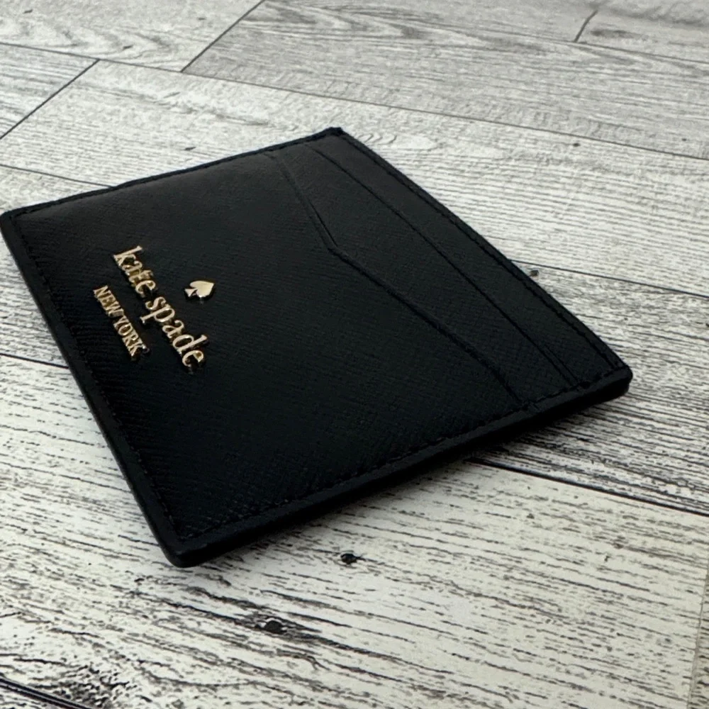 Kate Spade Staci Black Leather Slim Cardholder NWT