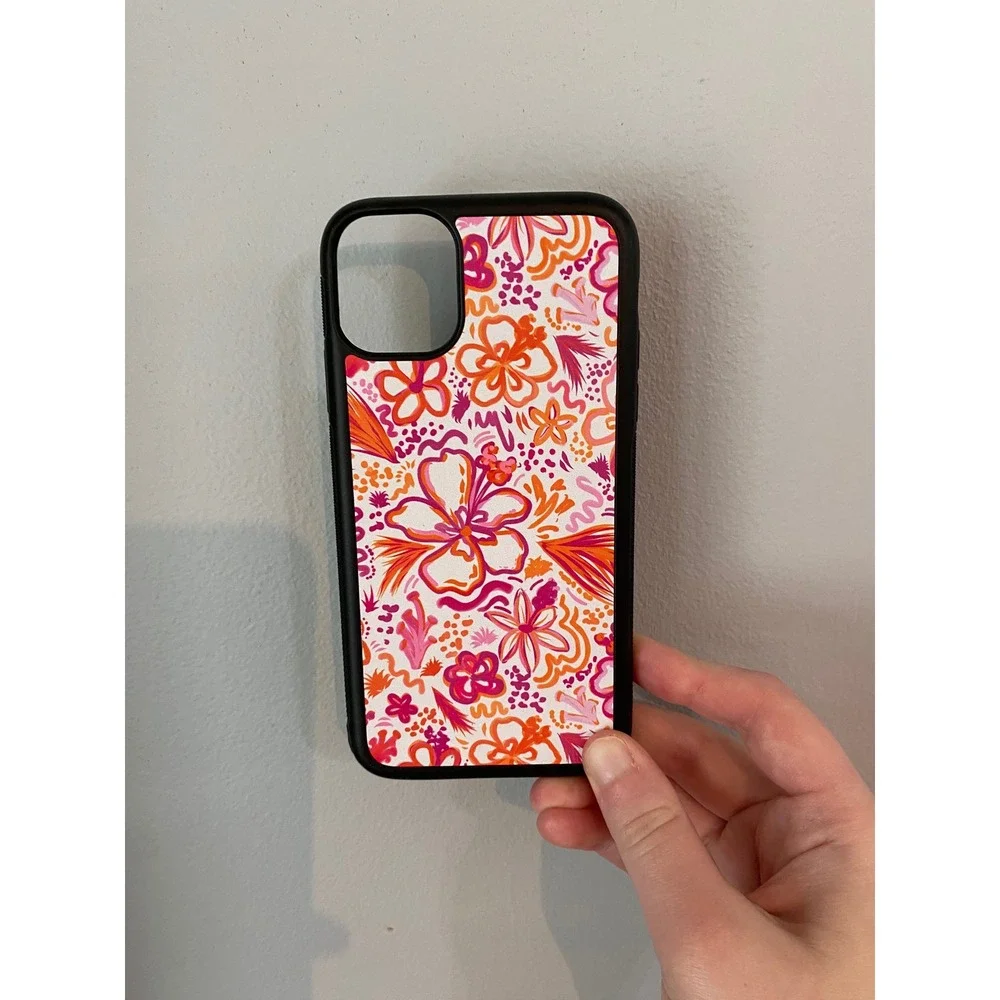 iPhone 11 Phone Case Unisex iPhone 11 Pink Orange Floral Tropical Bumper Case