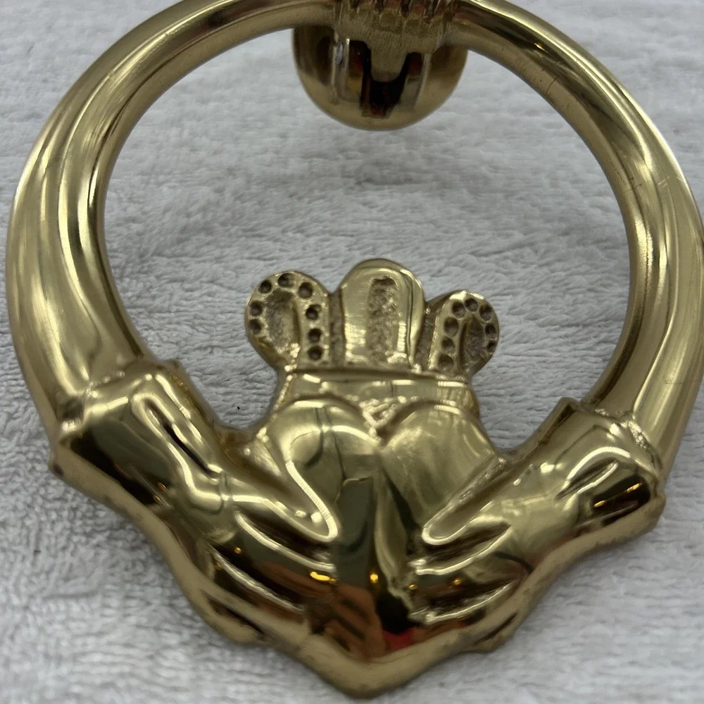 Vintage Irish Claddagh Door Knocker Solid Brass Celtic Solid RARE Hand And Heart