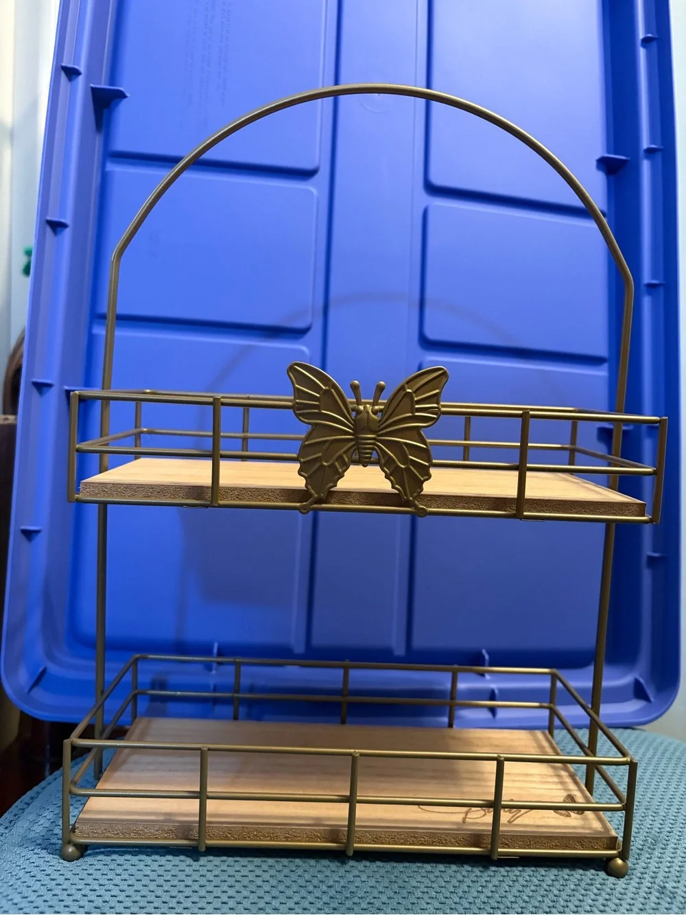 Dolly Parton Two-Tier Gold Butterfly Display Shelf w/ Four Jars