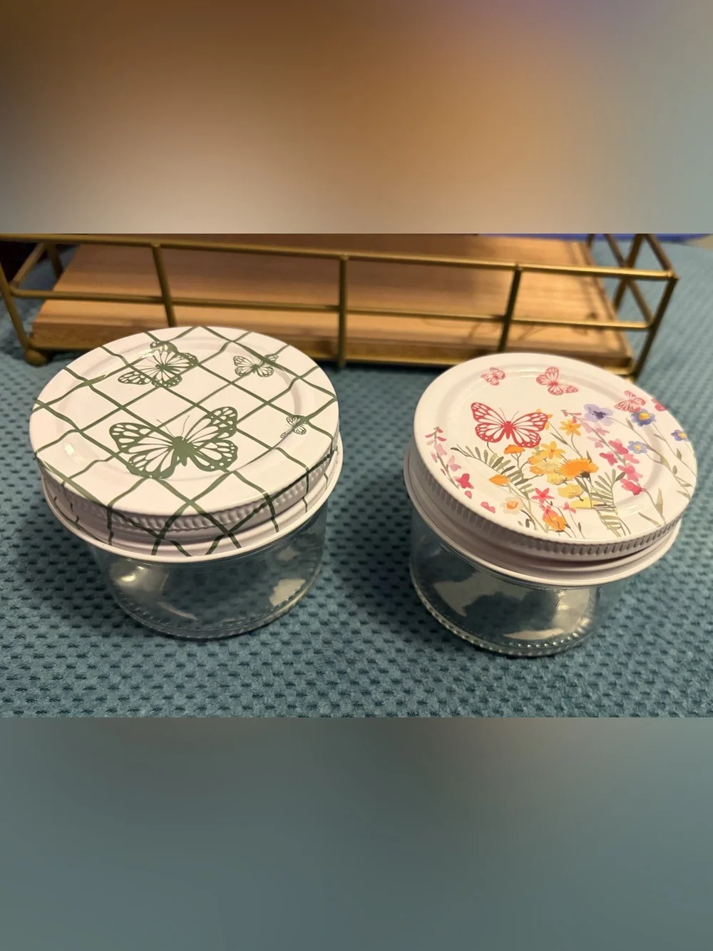 Dolly Parton Two-Tier Gold Butterfly Display Shelf w/ Four Jars