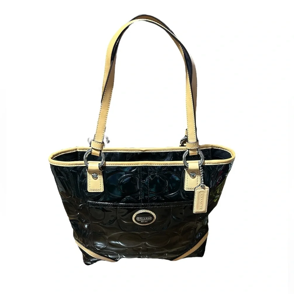 COACH Patent Leather Monogram Peyton Embossed Tote EUC