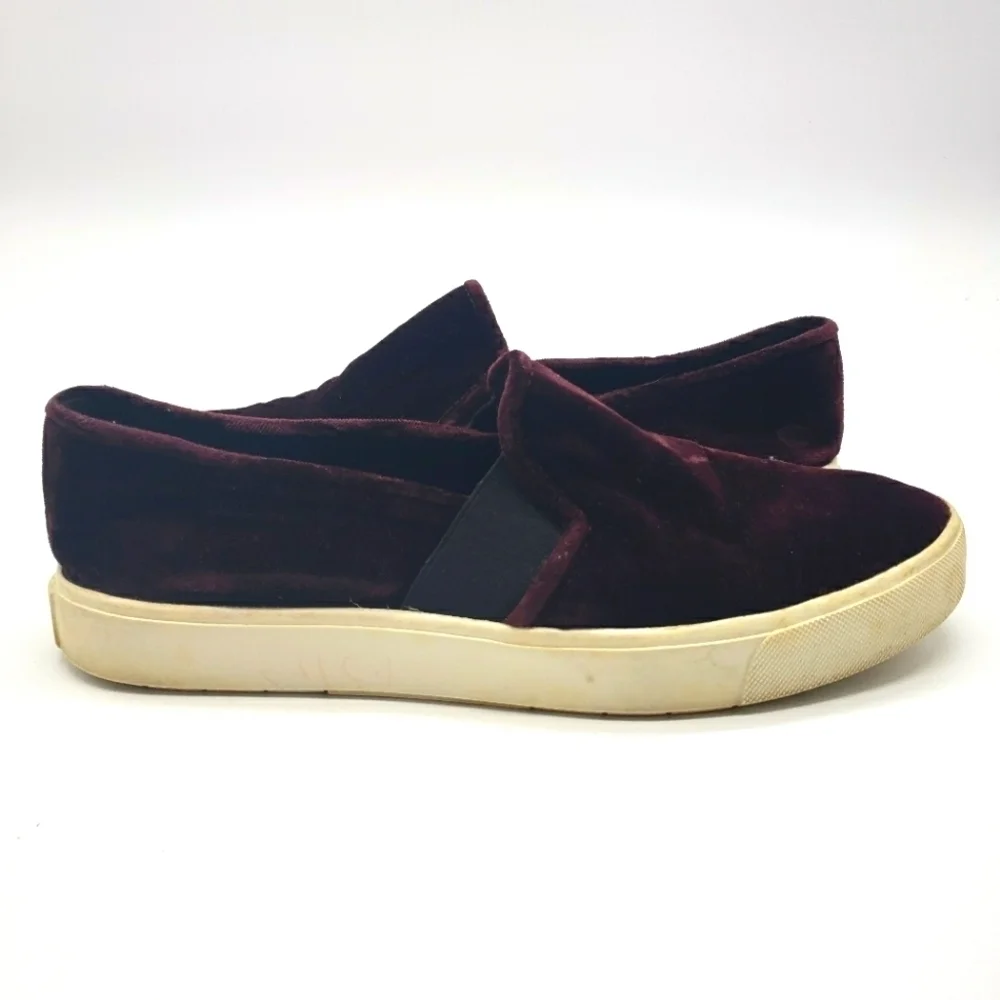 VINCE. Women US 8.5 plum burgundy wine color velvet slip on sneakers BLAIR