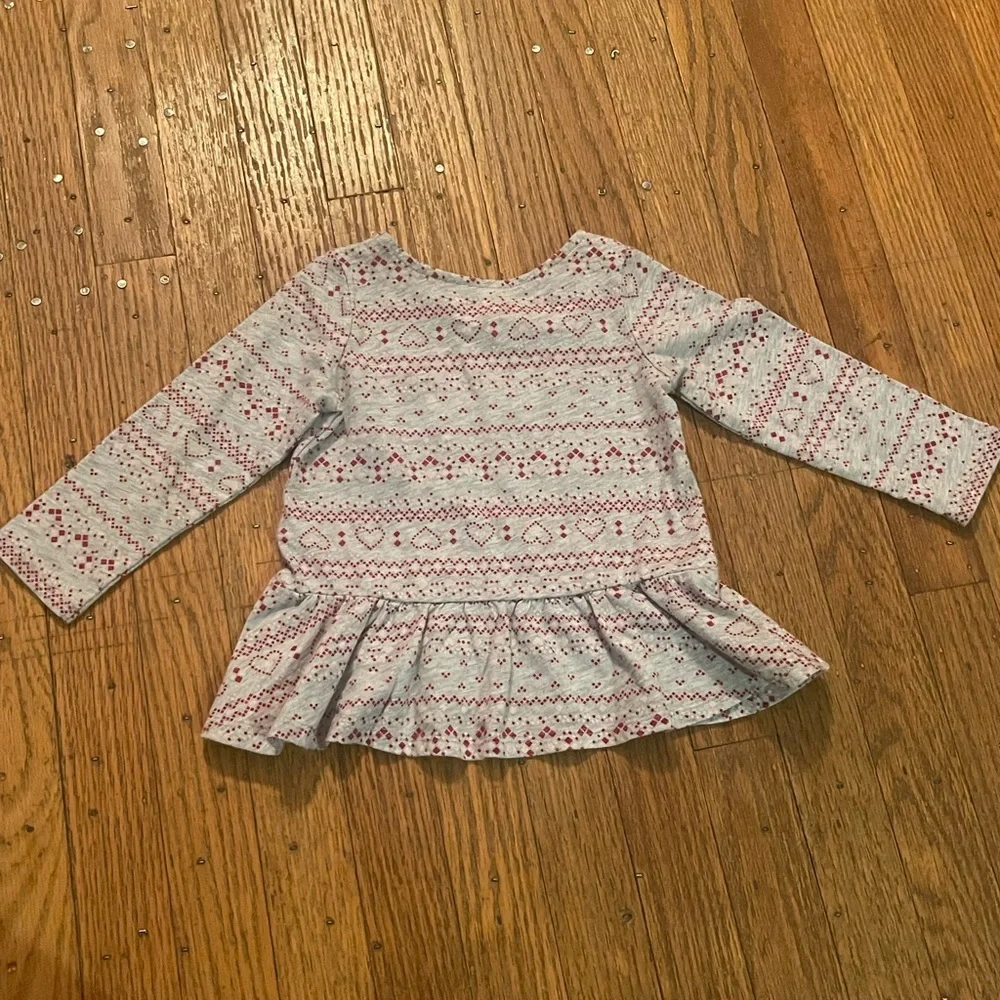 Jumping Beans Baby Girls Print Long Sleeve Top Size 18 Months Gray Red