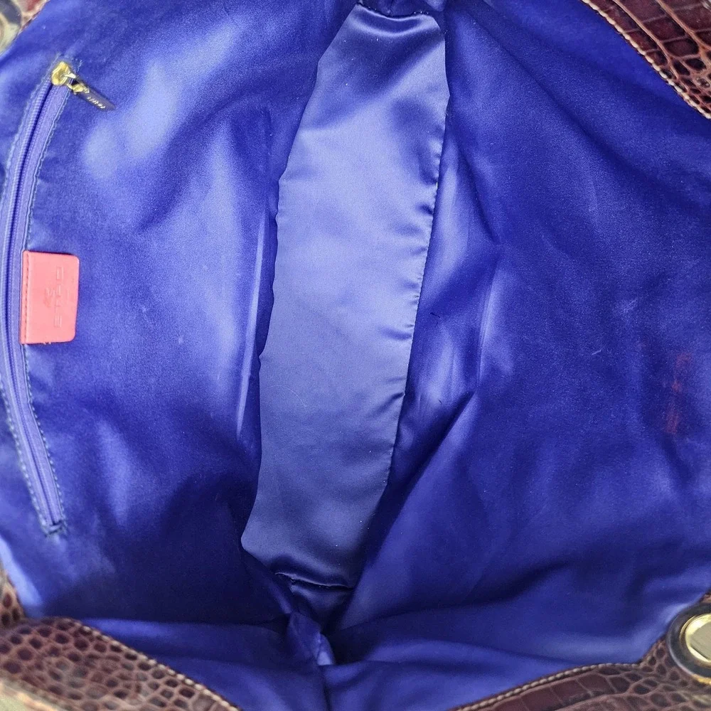 ETRO Velvet Embossed Leather Tote Bag‎ Purse