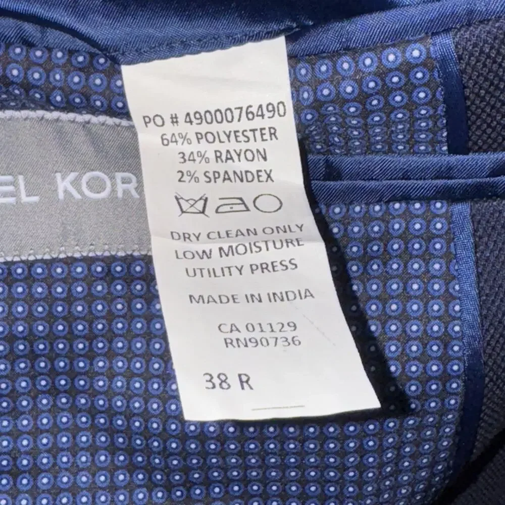 Michael Kors 38R‎ Navy Blue Blazer Classic Fit Two Button Suit Sport Coat Jacket