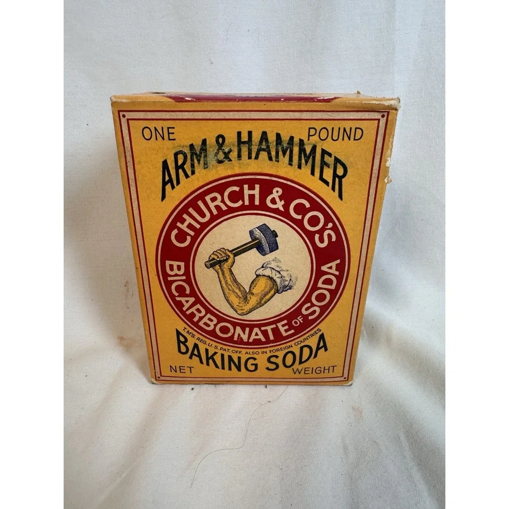 Vintage Arm & Hammer Church & Co Baking Soda Box 1 lb‎ 1950s Advertising