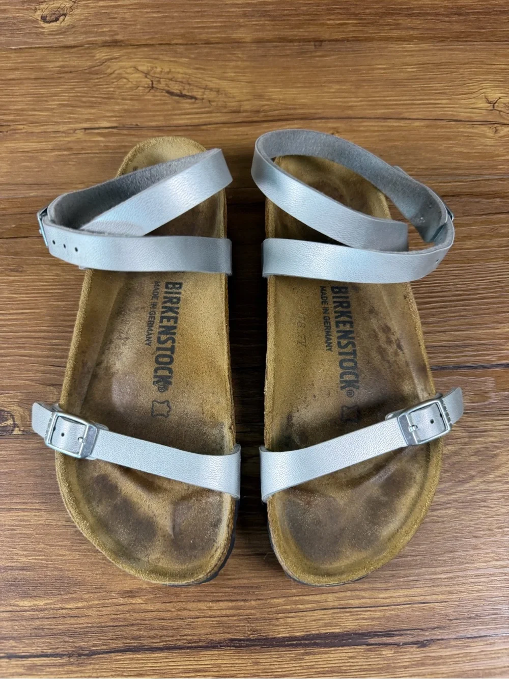 Birkenstock Yara Silver Birko-Flor Buckle Strap Sandal Women’s Size 5 US 36 EU