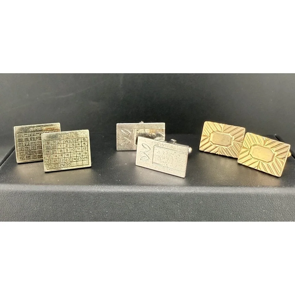 Vintage Cuff Links Lot Of 3 Gold Tone‎