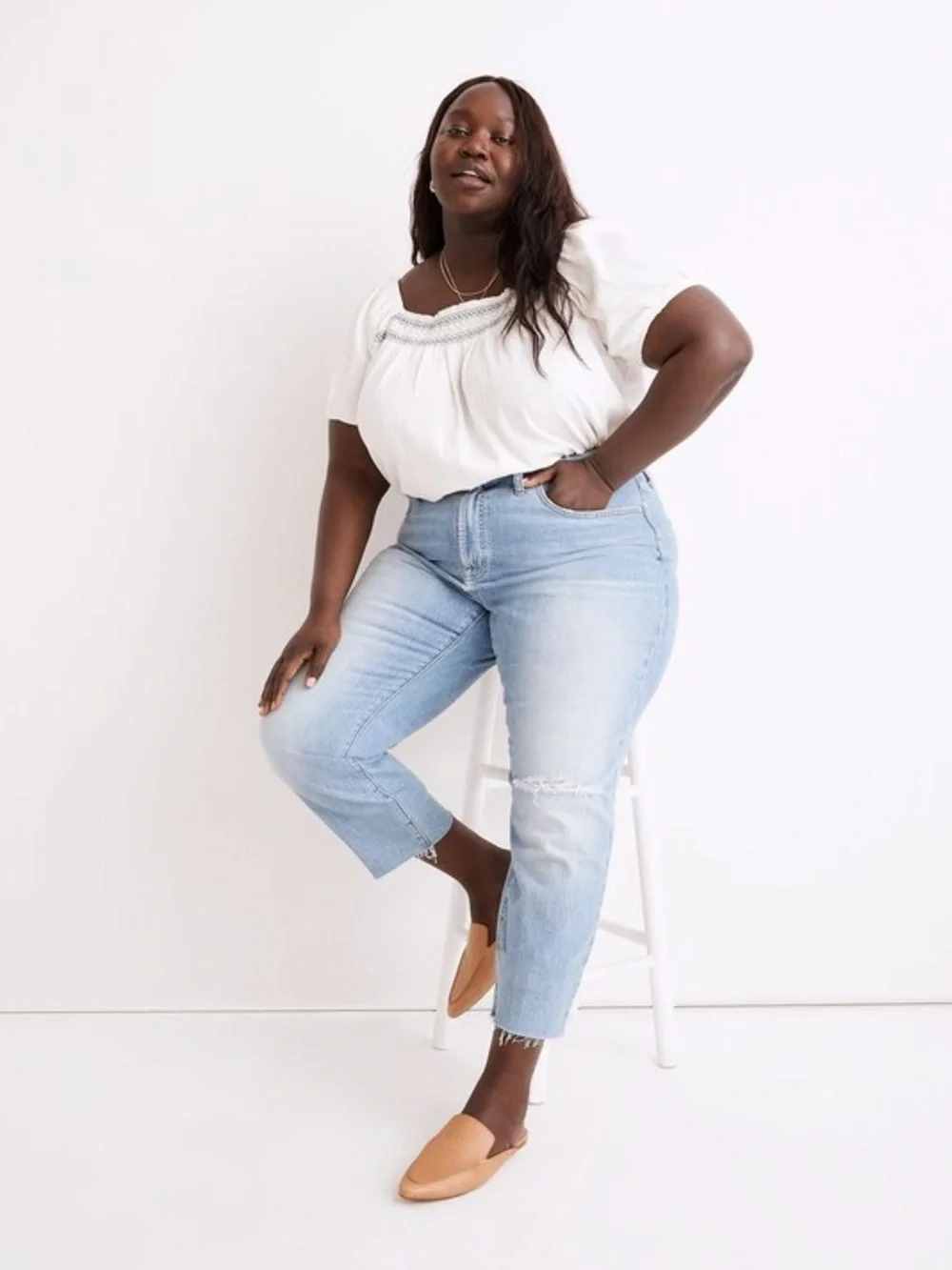 Madewell The Plus Curvy Perfect Vintage Jean in Coney Wash: Destroyed Edition