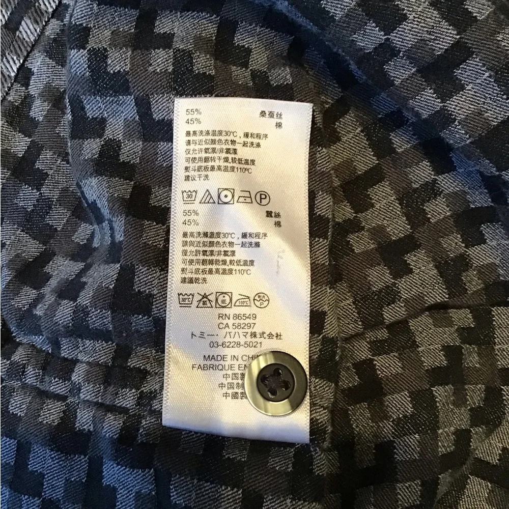TB Silk Textured Cotton Short Sleeve‎ Plaid Check Shirt Button Down