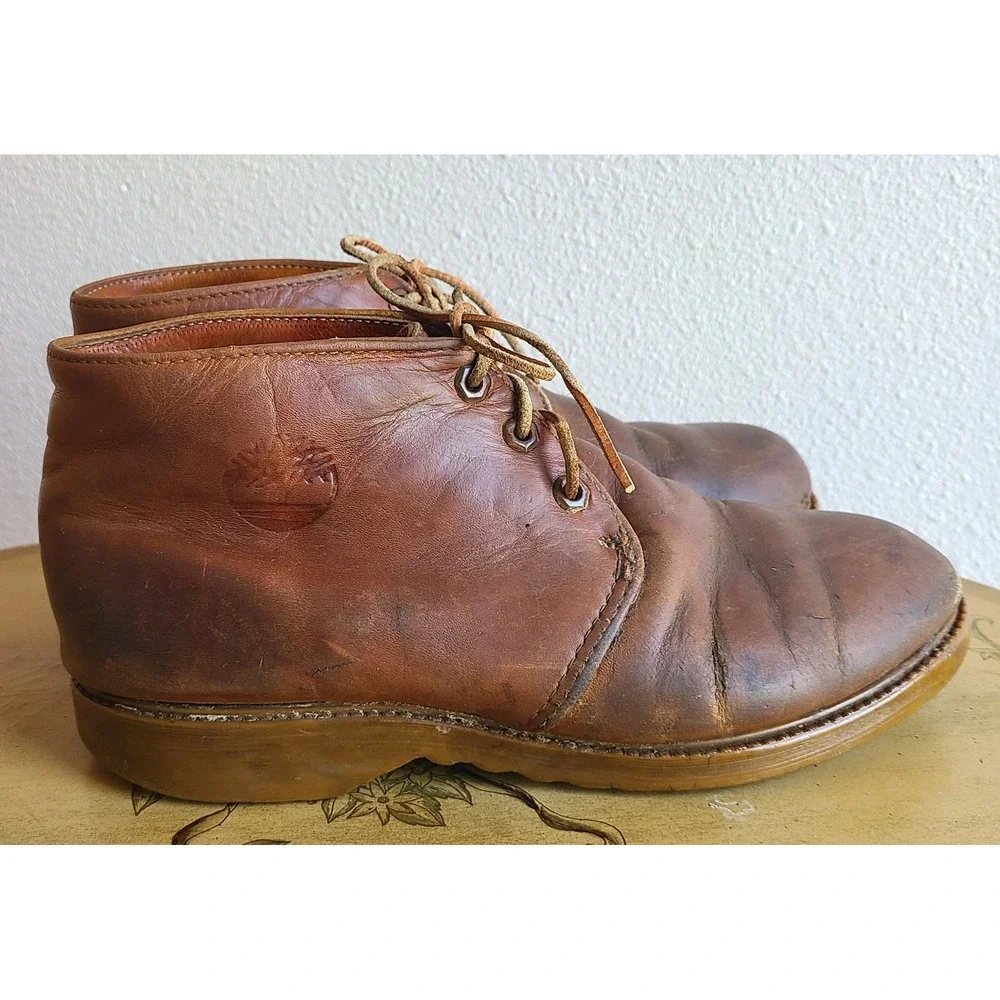 Timberland US 9 American Workwear Brown Leather Lace Up Chukka Boots‎ Vintage