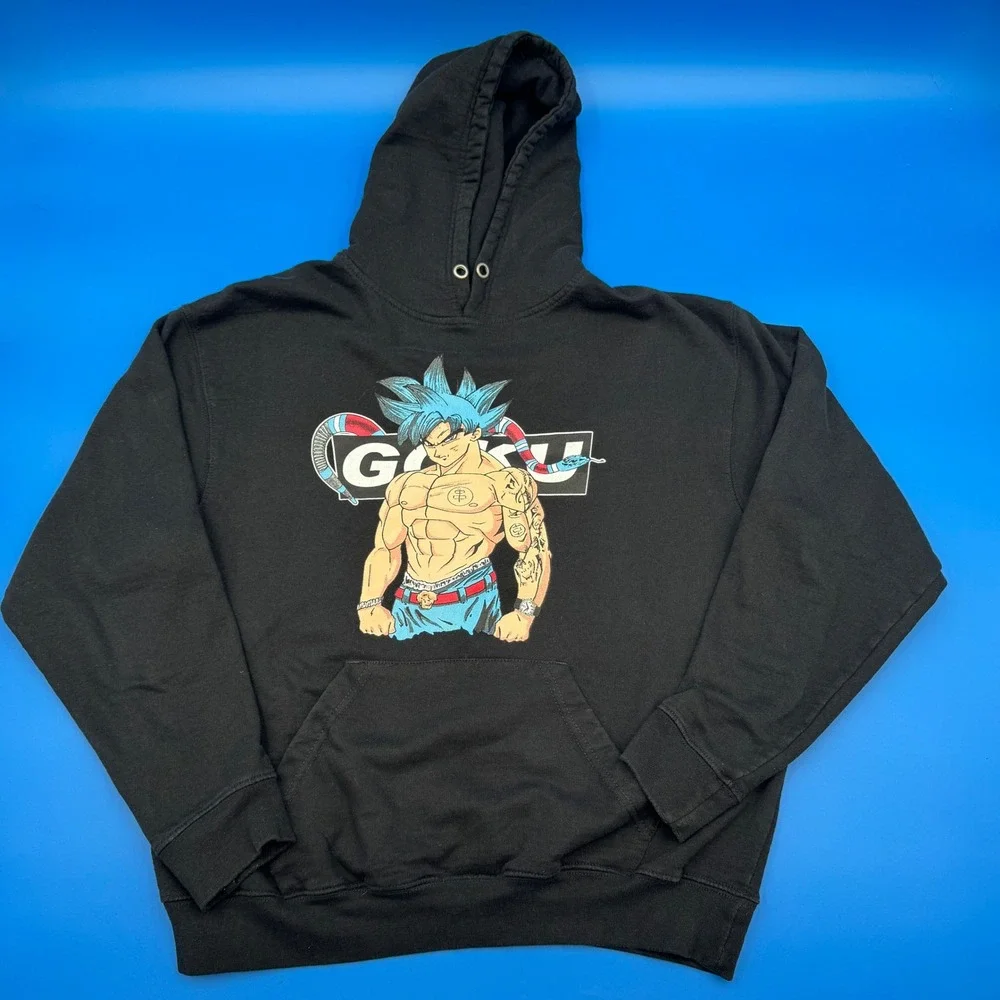 Pacific & Co Black Goku in Super Saiyan Blue‎ Anime Graphic Hoodie Medium