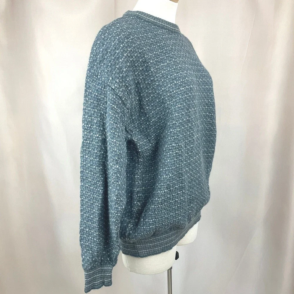Vintage Mens (M/L) Alpaca Knit Sweater Blue Gray BERMAN Ski Grandpa Gorp‎ Cabin