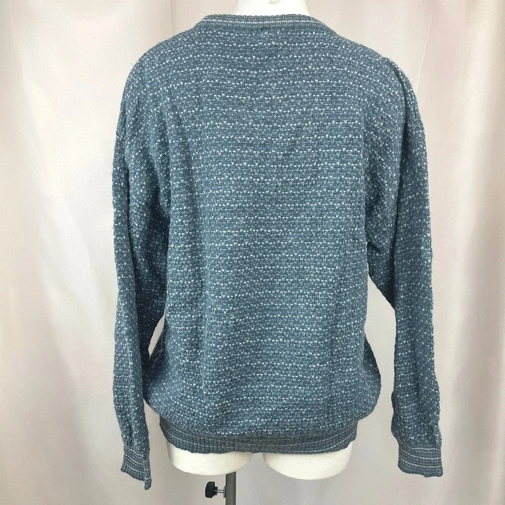 Vintage Mens (M/L) Alpaca Knit Sweater Blue Gray BERMAN Ski Grandpa Gorp‎ Cabin