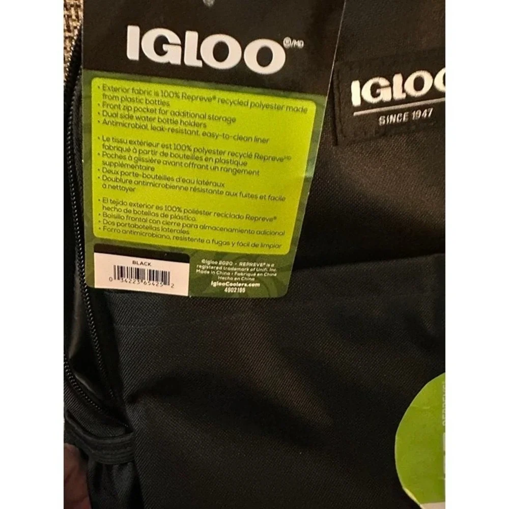 Igloo Repreve 24-Can Cooler Backpack Black‎ Recycled Polyester 4902105