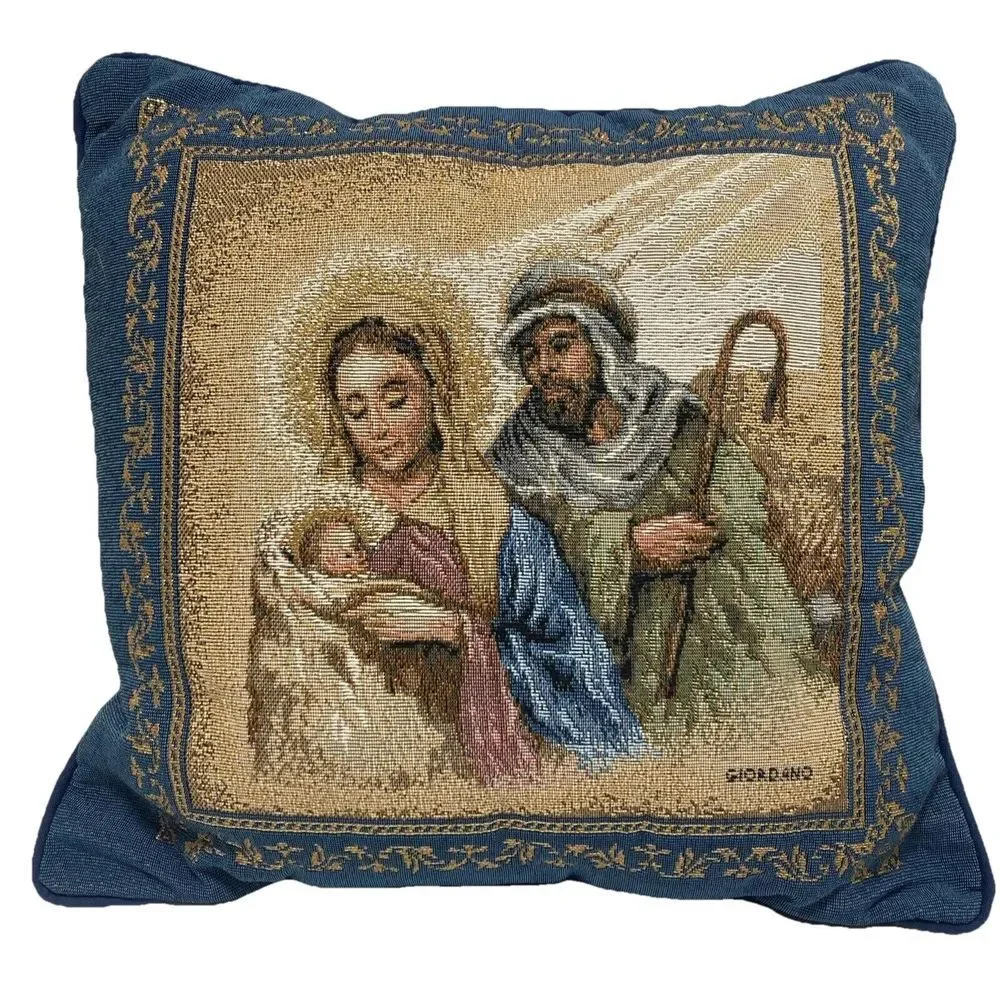 Riverdale Christmas Decorative Tapestry Throw Pillow Baby Jesus Mary &‎ Joseph