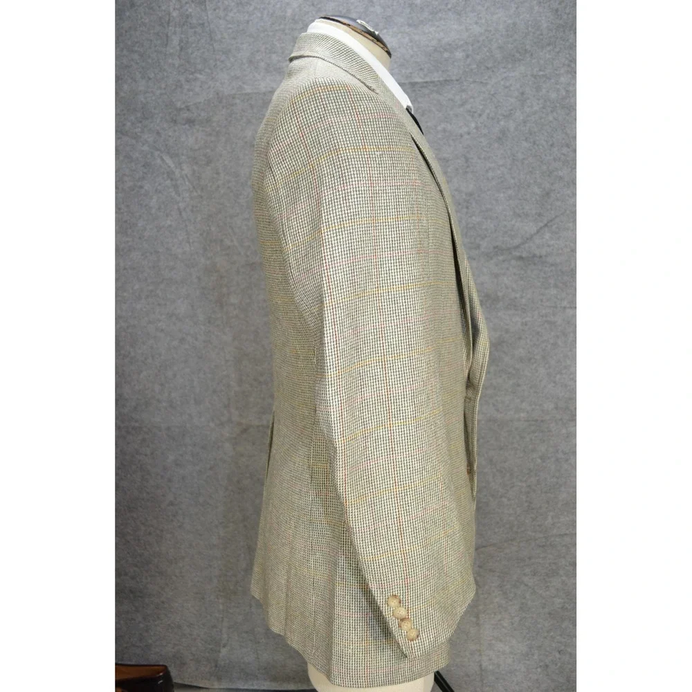 VTG Polo Ralph Lauren Blazer Mens 41L Gray Windowpane Check Made USA Sport‎ Coat
