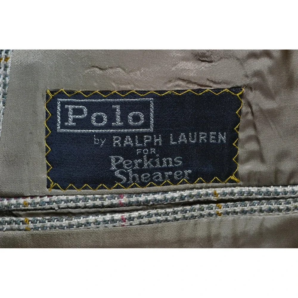 VTG Polo Ralph Lauren Blazer Mens 41L Gray Windowpane Check Made USA Sport‎ Coat