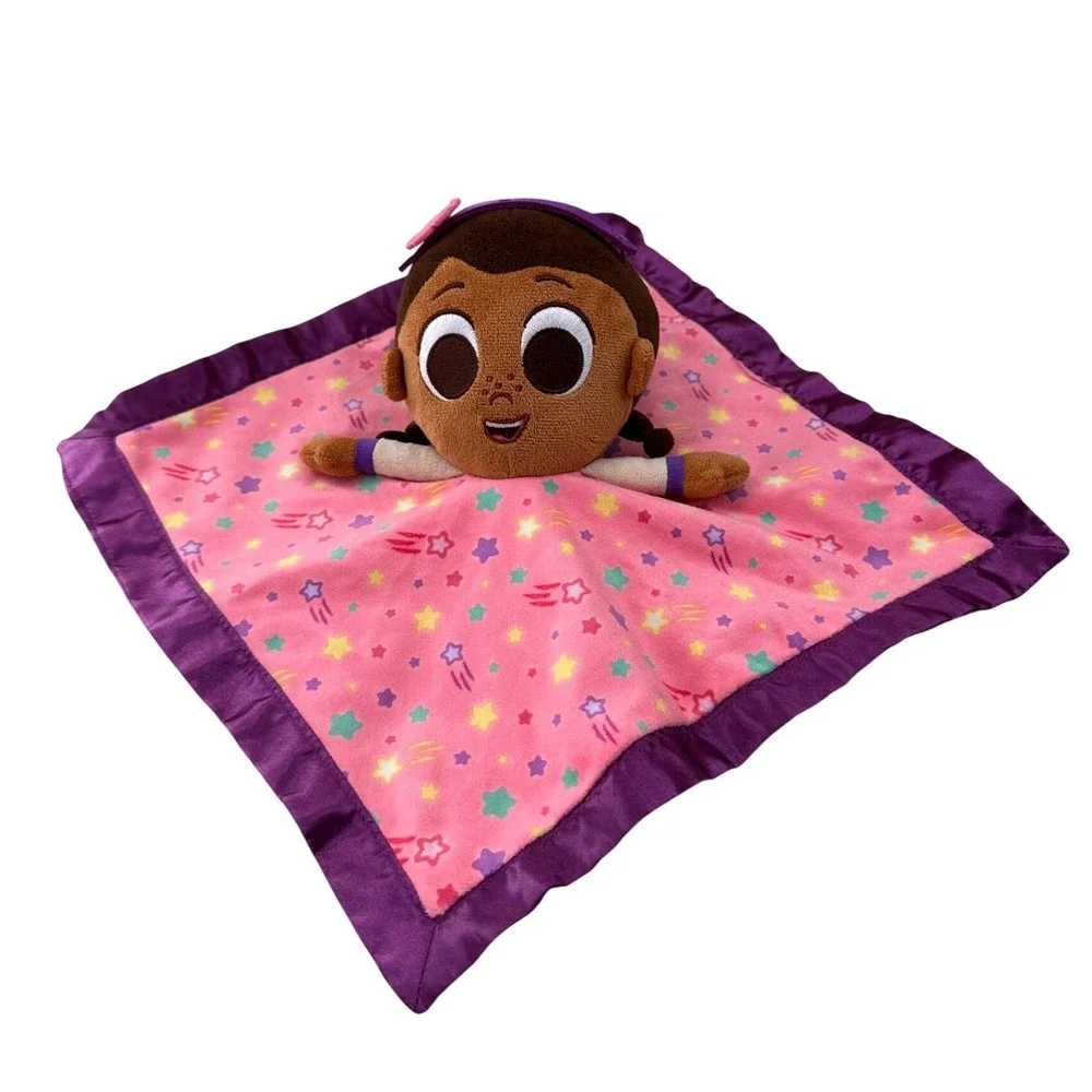 Disney Doc McStuffins Baby Security Blanket Pink Star Lovey‎ Purple Satin