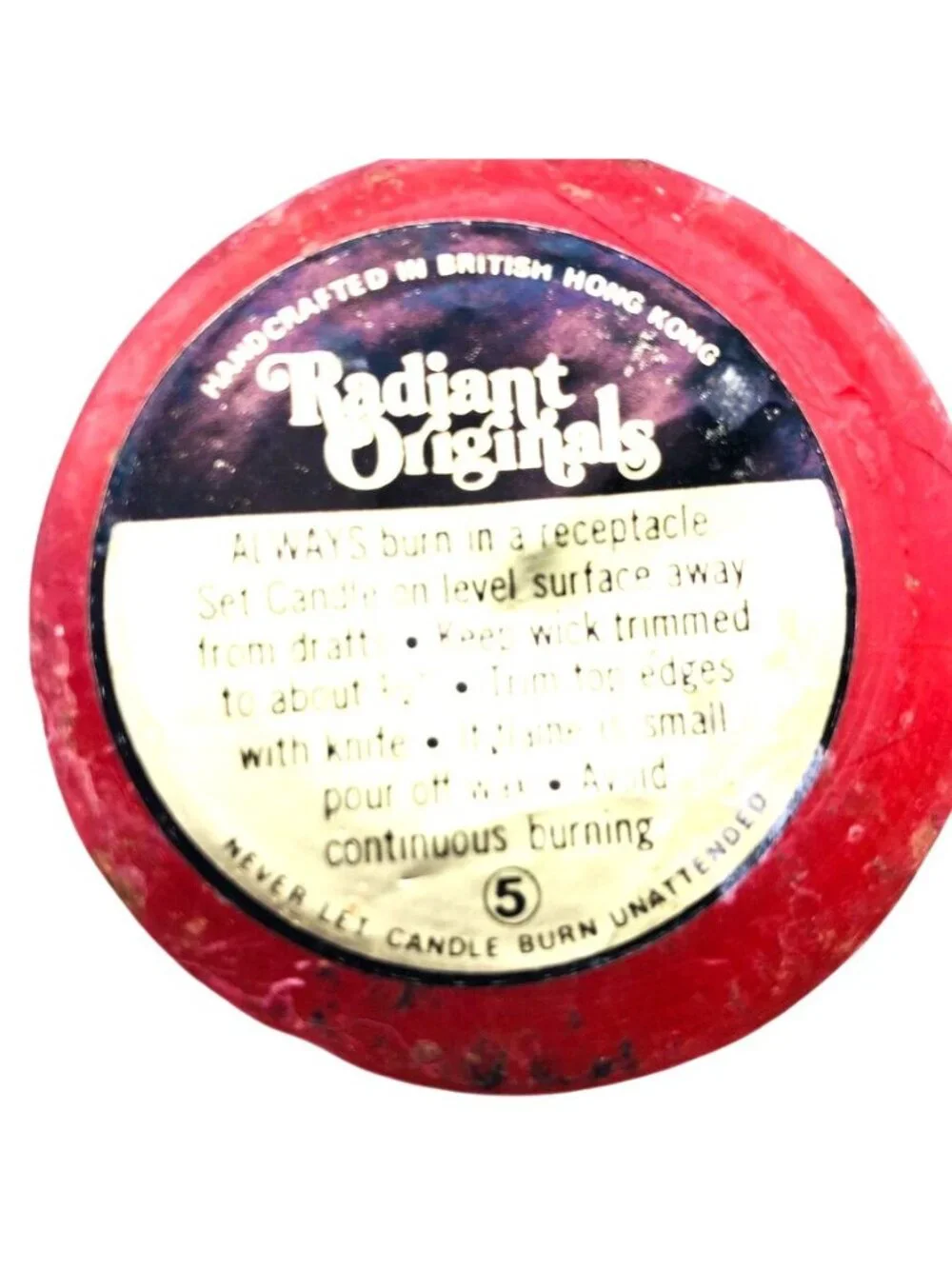Radiant Originals Pillar Candle Gothic Cathedral Pane Red Gold Vintage MCM